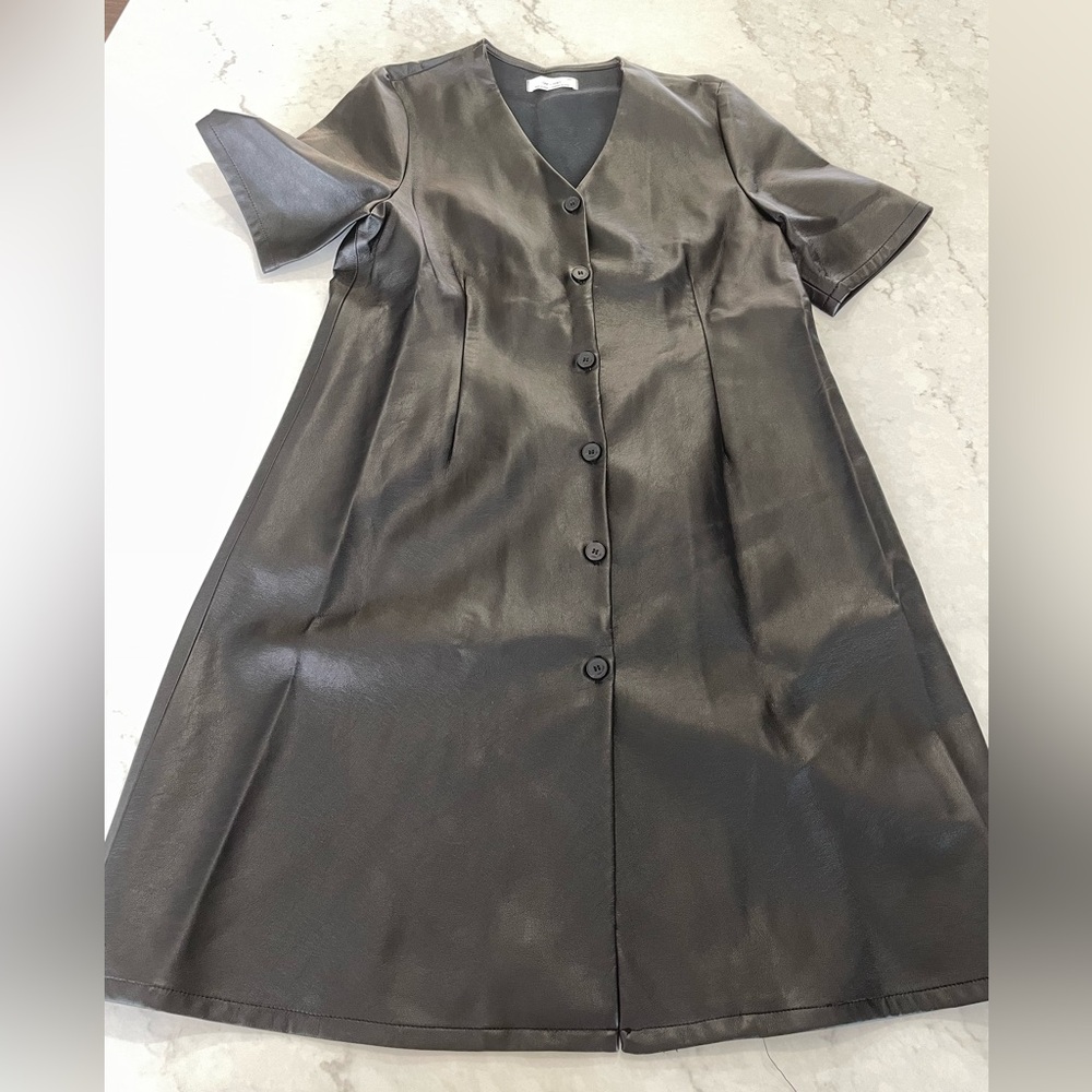 OAK + FORT Faux Leather Dress